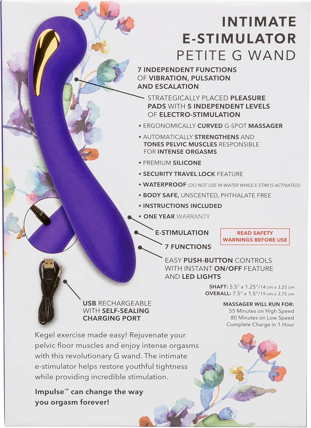 CalExotics Impulse Intimate Petite G Wand with dimensions