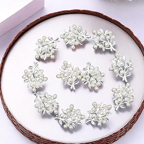 Miniatura 4 de 36 piezas de adornos de diamantes de imitación de perlas chapados en oro de aleación de sepia con microincrustaciones, accesorios de perlas hechos a