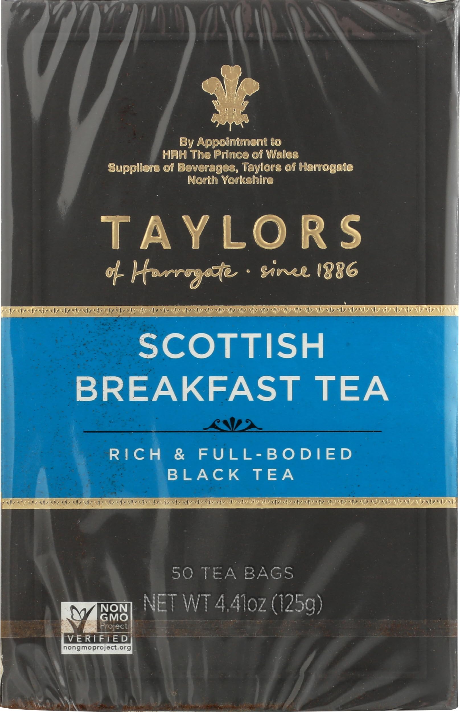 Scottish Breakfast Black Tea Individually Wrapped Bags, 50 Count (Pack of 1), Strong, Malty and Full, Caffeinated, Enjoy Hot or Iced, 50 Teabags