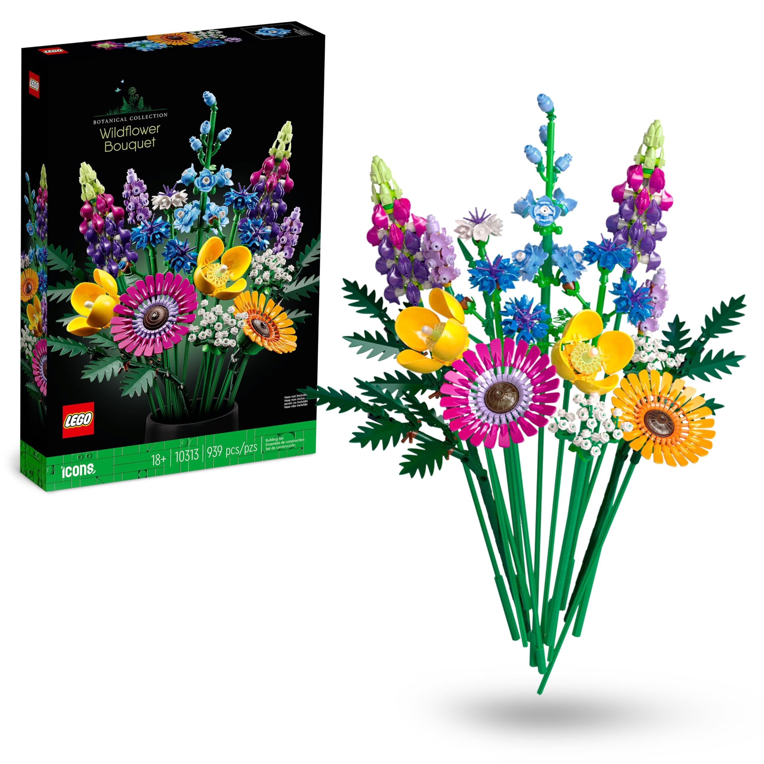 Botanicals Wildflower Bouquet Set - Artificial Flowers with Poppies and Lavender - Crafts kit for Adults - Home Office Décor Gifts for Women and Men - 10313