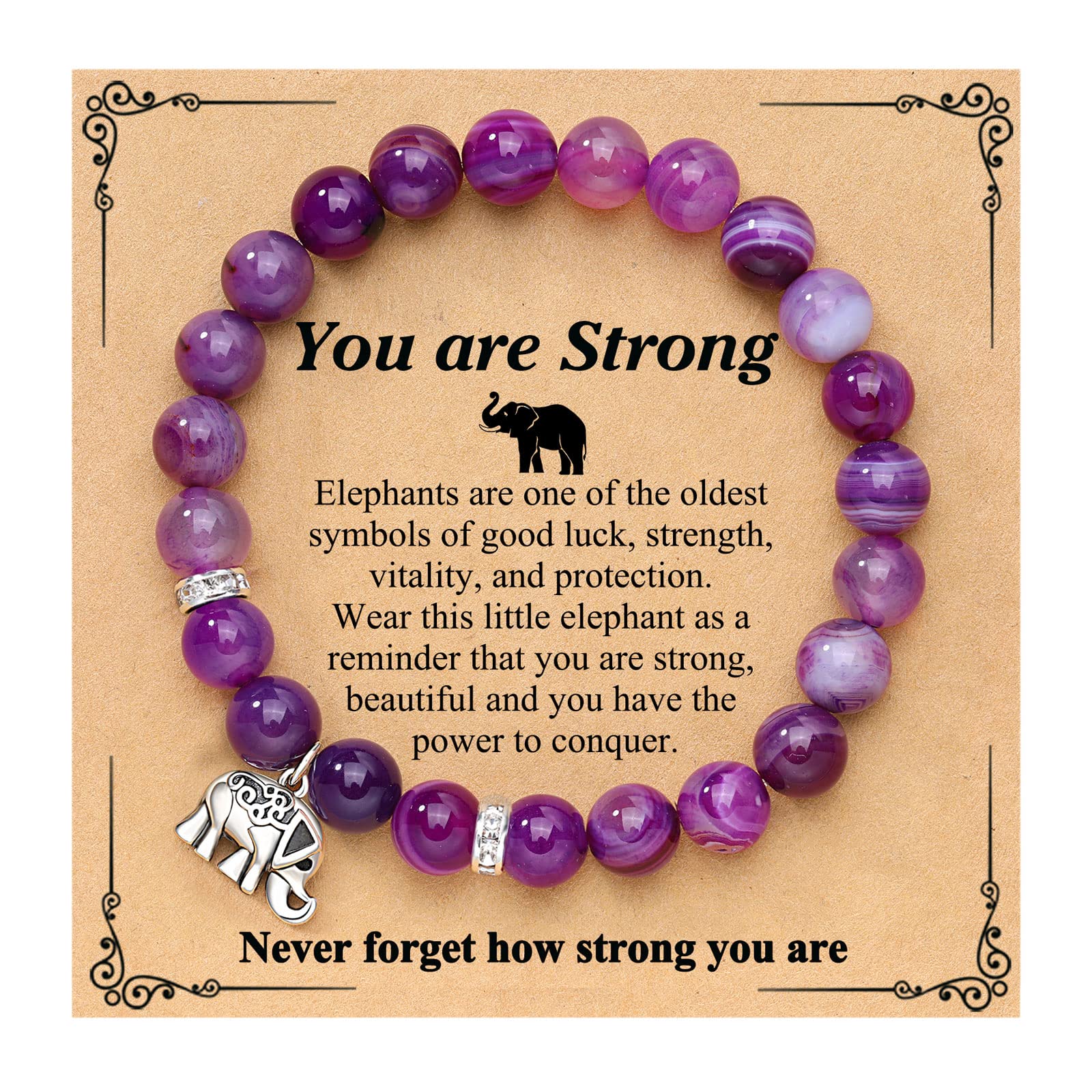 UPROMI Elephant Gifts for Women, Inspirational Strong Gifts for Women Teen Girls, Elephant Bracelet