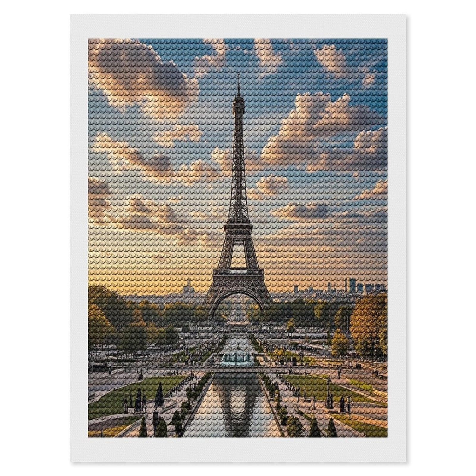 French Paris Tour Eiffel Tower Diamond Painting Kits for Adults Full Round Drill Diamond Art Kits for Beginners 5D DIY Diamond Dots Paintings Diamonds Pictures Gem Art Home Wall Decor 12"x16"