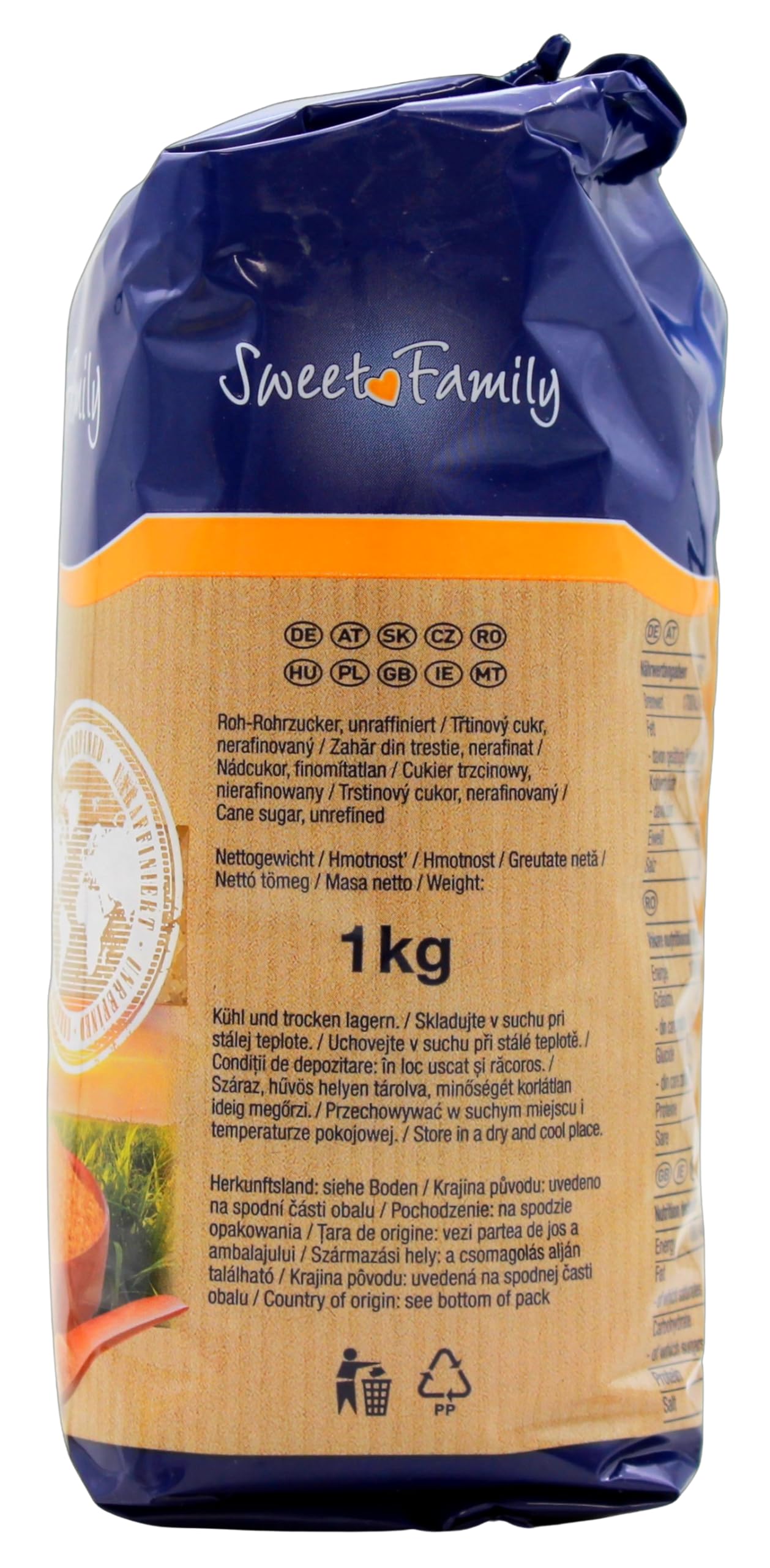 Nordzucker Sweet Family Roh-Rohrzucker unrafffiniert, 10er Pack (10 x 1 kg)