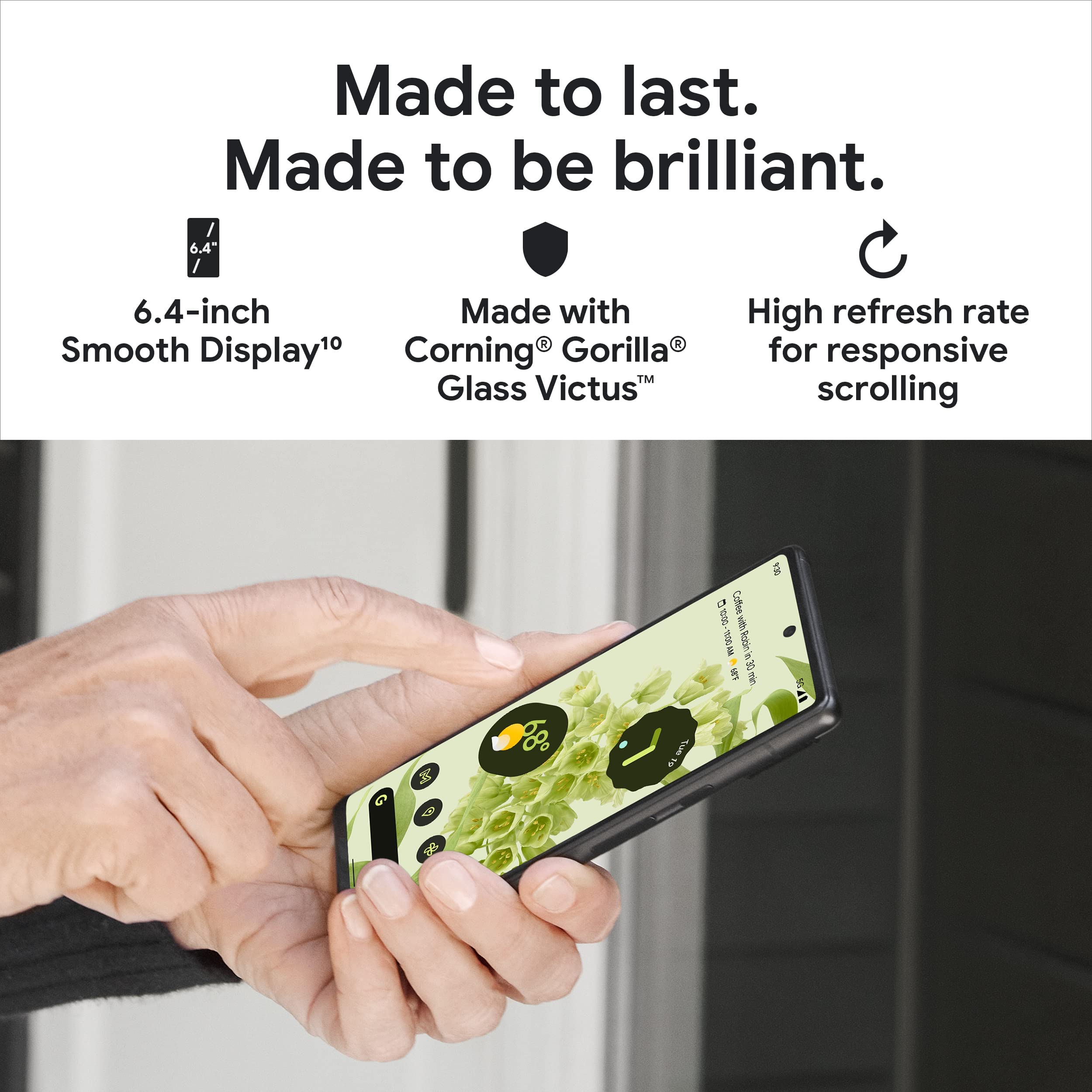 Google Pixel 6 – 5G Android Phone - Unlocked Smartphone with Wide and Ultrawide Lens - 256GB - Stormy Black