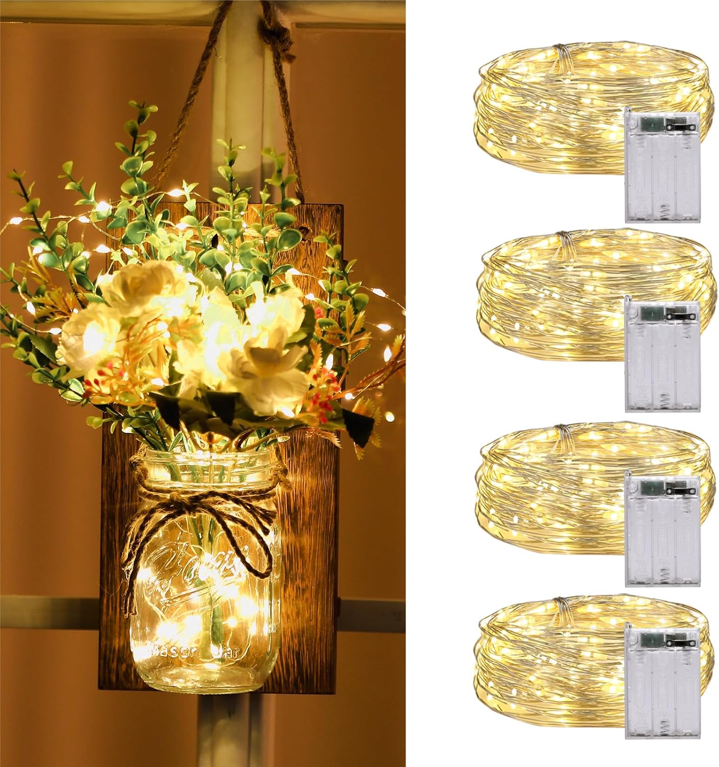 Led fairy lights, 4 Pack 100 micro LED string lights, fairy lights battery operated