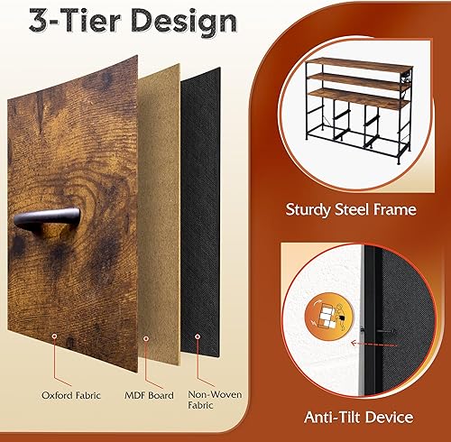 Miniatura 6 de WLIVE Soporte de TV para TV de 40 y 45 pulgadas, centro de entretenimiento con luces LED y estación de carga, mesa consola multimedia de TV con 6