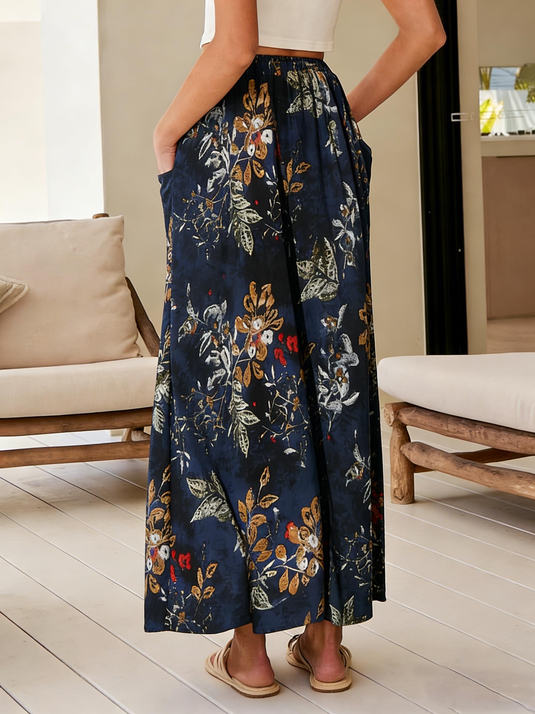 Lunghe Gonne Donna Elegante a Vita Alta Maxi Gonna con Coulisse Casual Trapezio Gonne Elastiche Skirt A Trapezio Gonne da Spiaggia