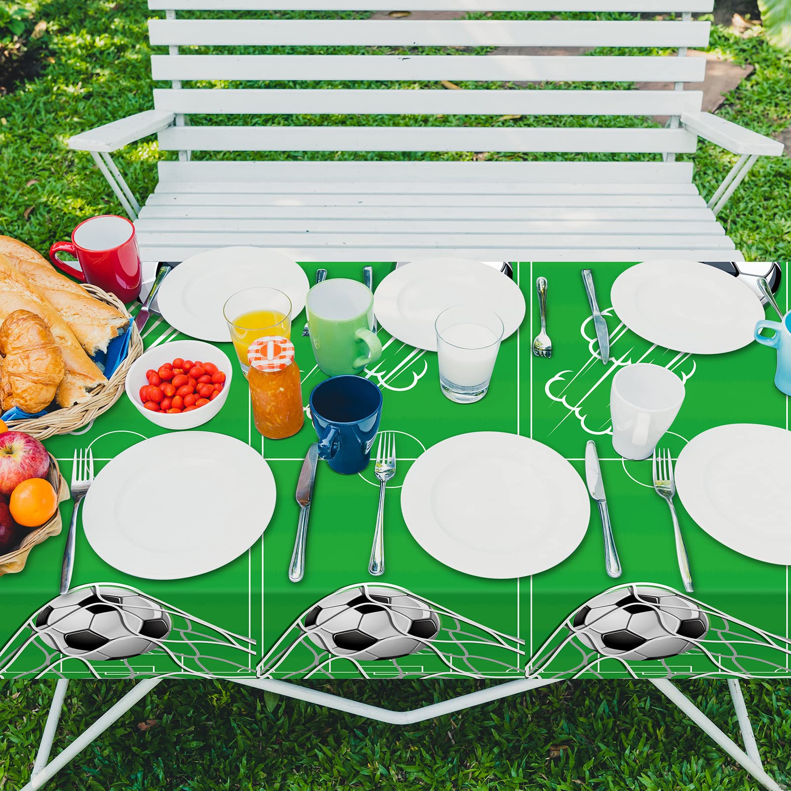 Durony Soccer Table Covers - 2 Pack Plastic Tablecloths For Soccer Parties & Events (54x108 In) - View #12