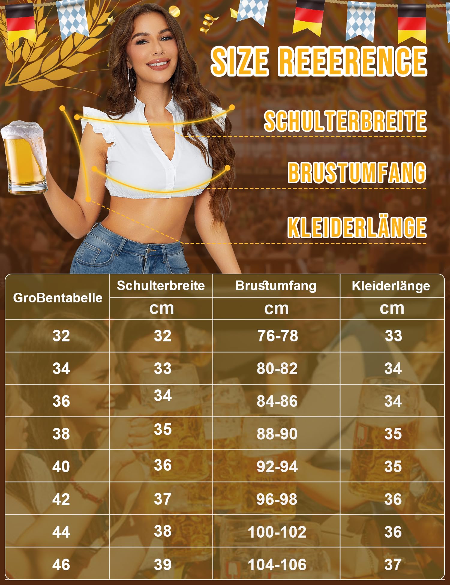 Funspread Dirndl Bluse Damen Weiß - Dirndlbluse Kurzarm DirndlBlusen V Ausschnitt Trachtenbluse