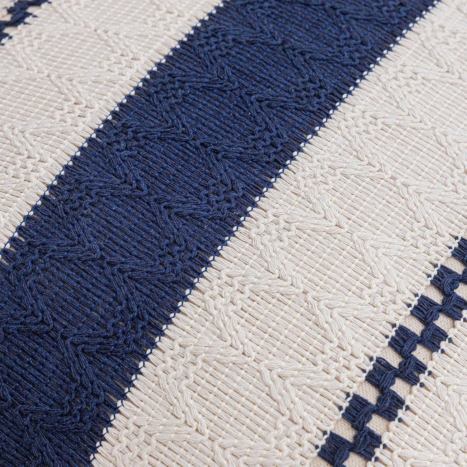 Alsoo Navy Blue Throw Pillow Covers 18x18 Inch Set of 2, Farmhouse Square Decorative Accent Cushion Case for Couch Living Room, Modern Neutral Rustic Home Decor - Image 5