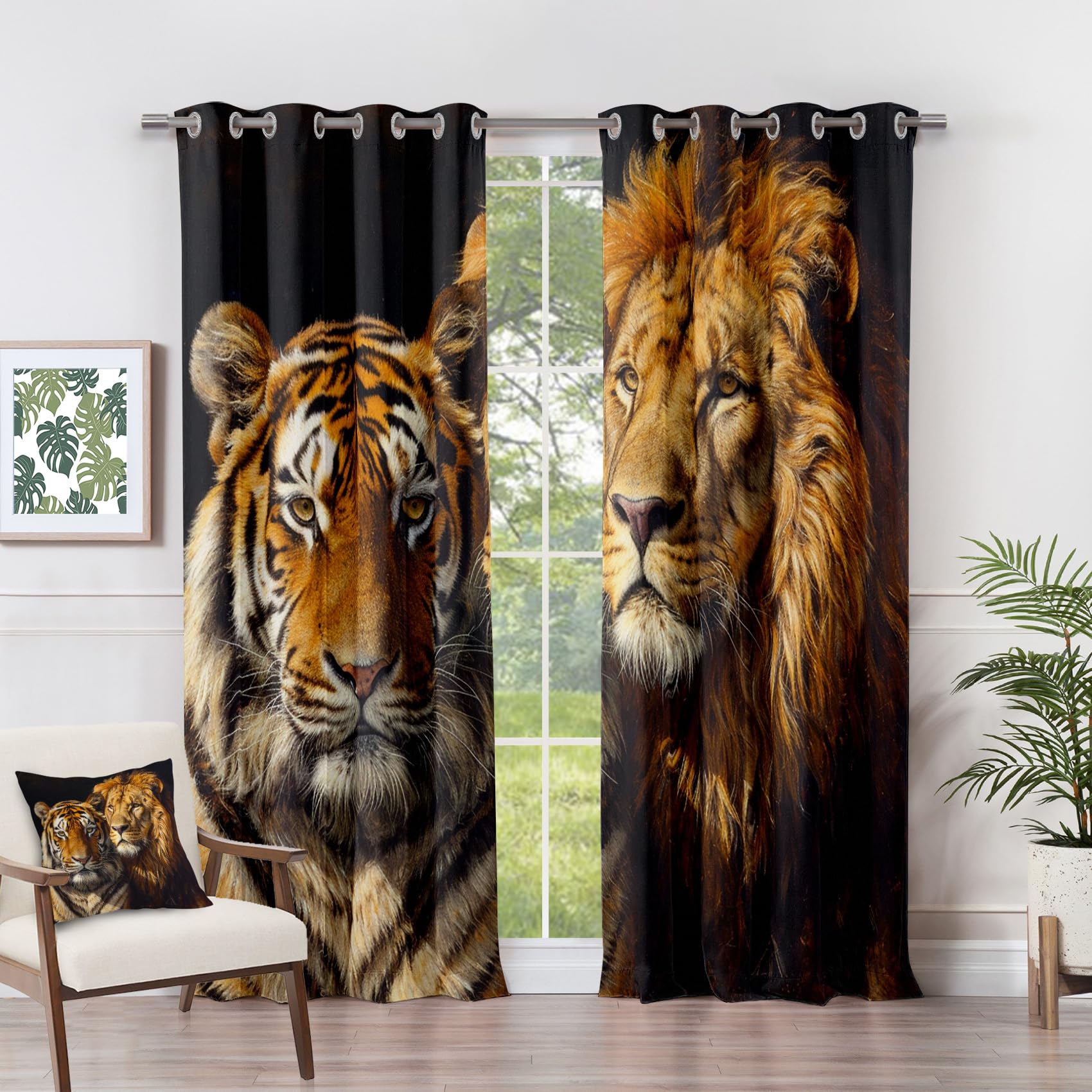 Rideaux chambre salon fenetre ambiance safari avec rideau occultant animaux
