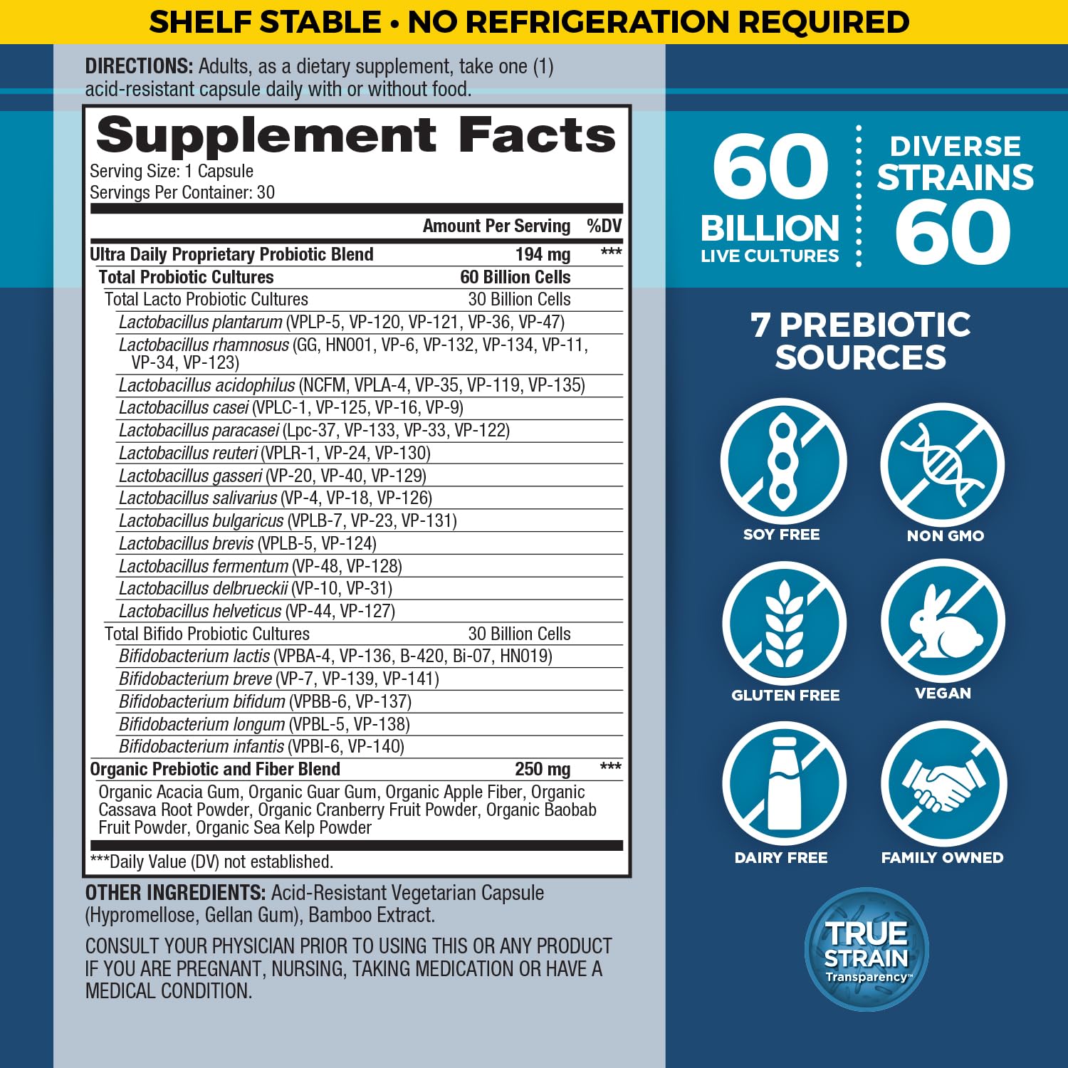 Vital Planet - Vital Flora Ultra Daily Probiotic 60 Billion CFU, 60 Diverse Strains, 7 Organic Prebiotics, Immune Support, Digestive Health Shelf Stable Probiotics for Women and Men 30 Capsules — Amazon image 2