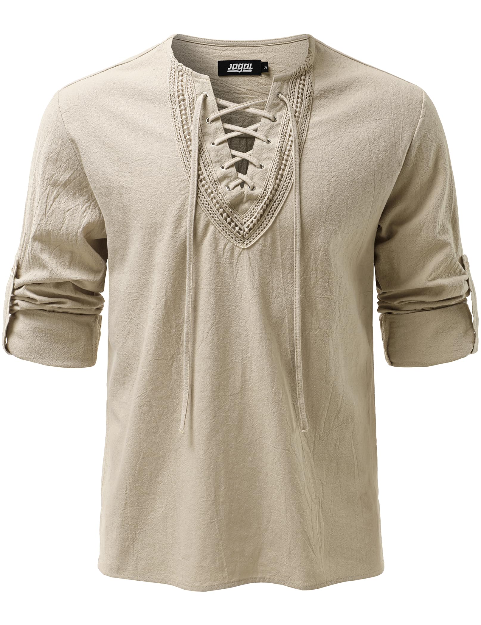 JOGAL Mens Renaissance Shirt Medieval Pirate Viking Halloween Costume Gothic Steampunk Retro Long Sleeve Lace Up Shirts