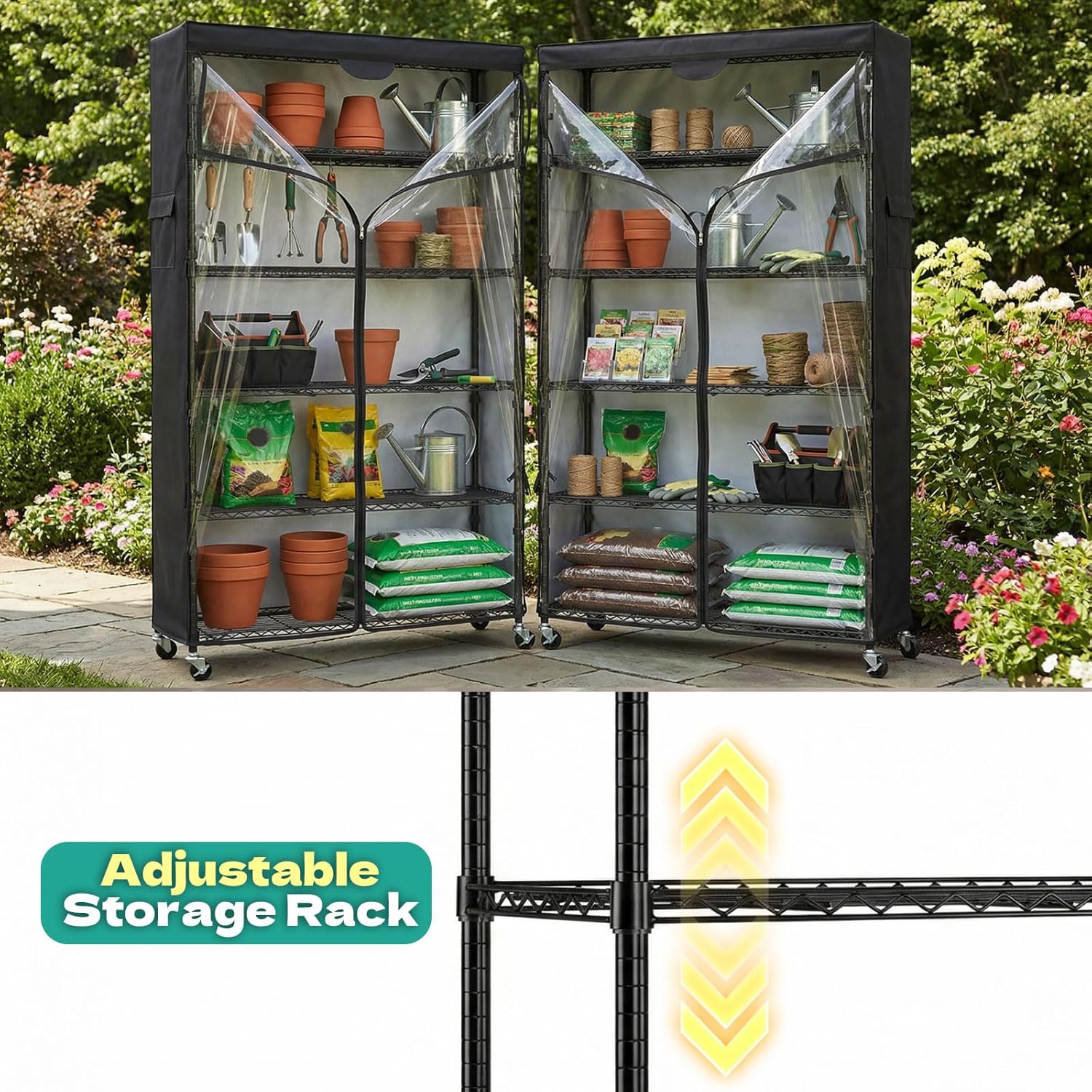 Wire Shelf Rack with 600D Oxford Cover, 30" W x 14" D x 72" H, 6-Tier Heavy Duty Wire Shelving on Wheels, with Waterproof & Dustproof Shelf Cover for Kitchen, Pantry & Laundry Room
