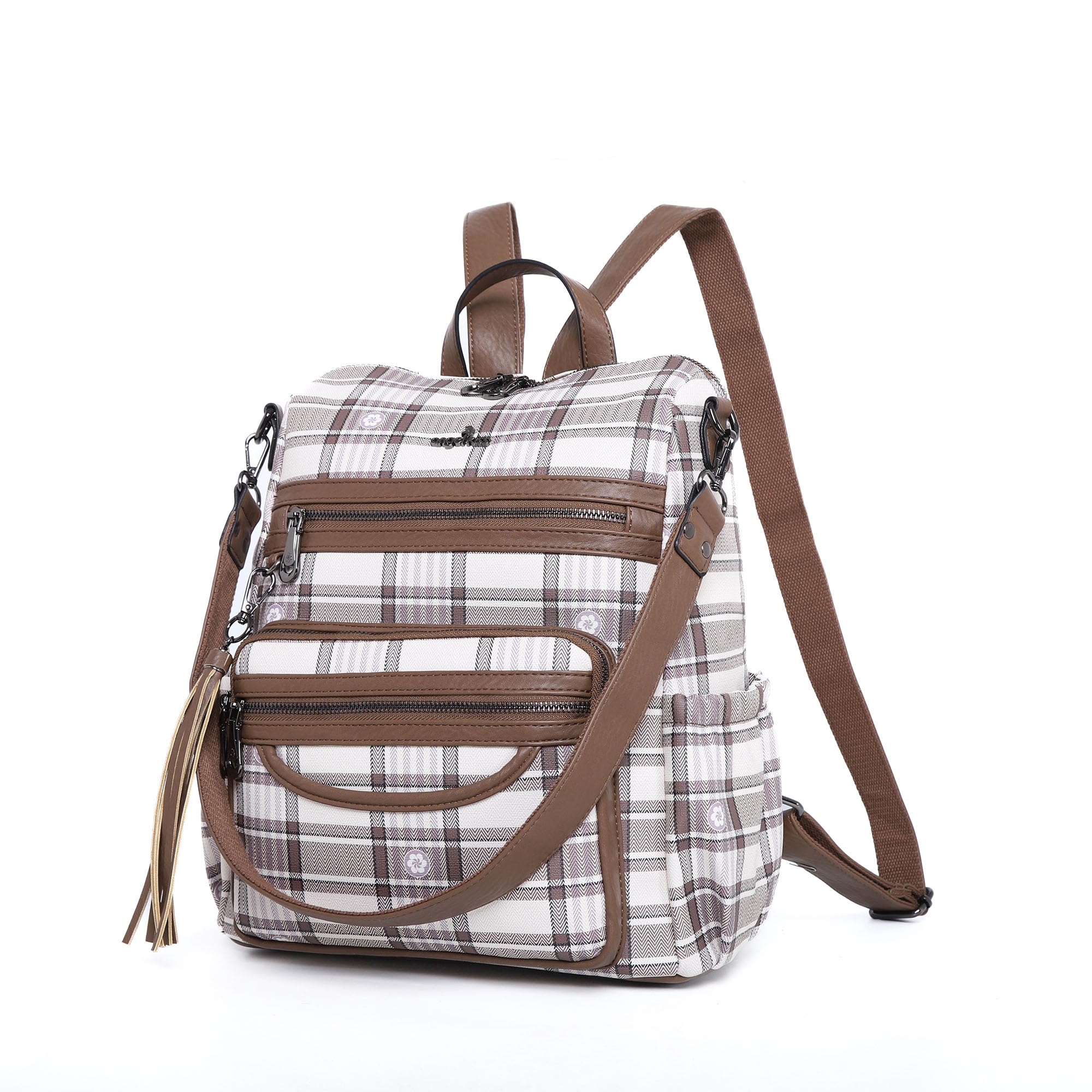 Las mujeres Bolsos Mochila Bolso Cuero PU Bolsas con Cremallera Casual Mochilas Bolsas de Hombro (DK8532G#FC#6/21706#400 TAUPE/TAUPE)