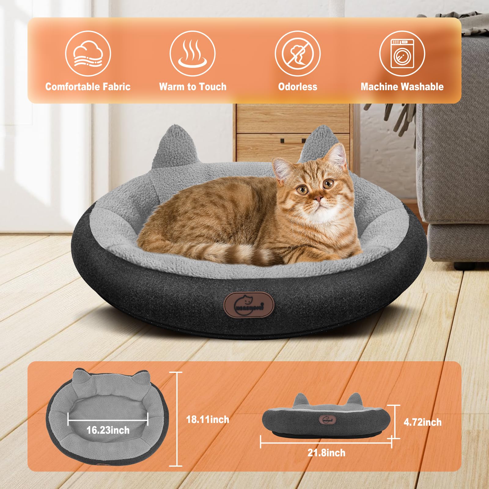 Cama térmica para gatos de tamaño pequeño, cama térmica para mascotas con temporizador y temperatura ajustable, almohadilla térmica extraíble impermeable para gatos de interior, calentador eléctrico
