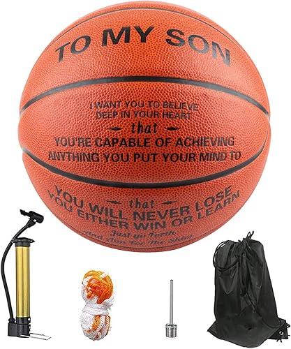 Miniatura 10 de KAAYEE Baloncesto grabado para nieto, baloncesto grabado para hijo de mamá papá, regalos de baloncesto personalizados de 29.5 pulgadas, regalo