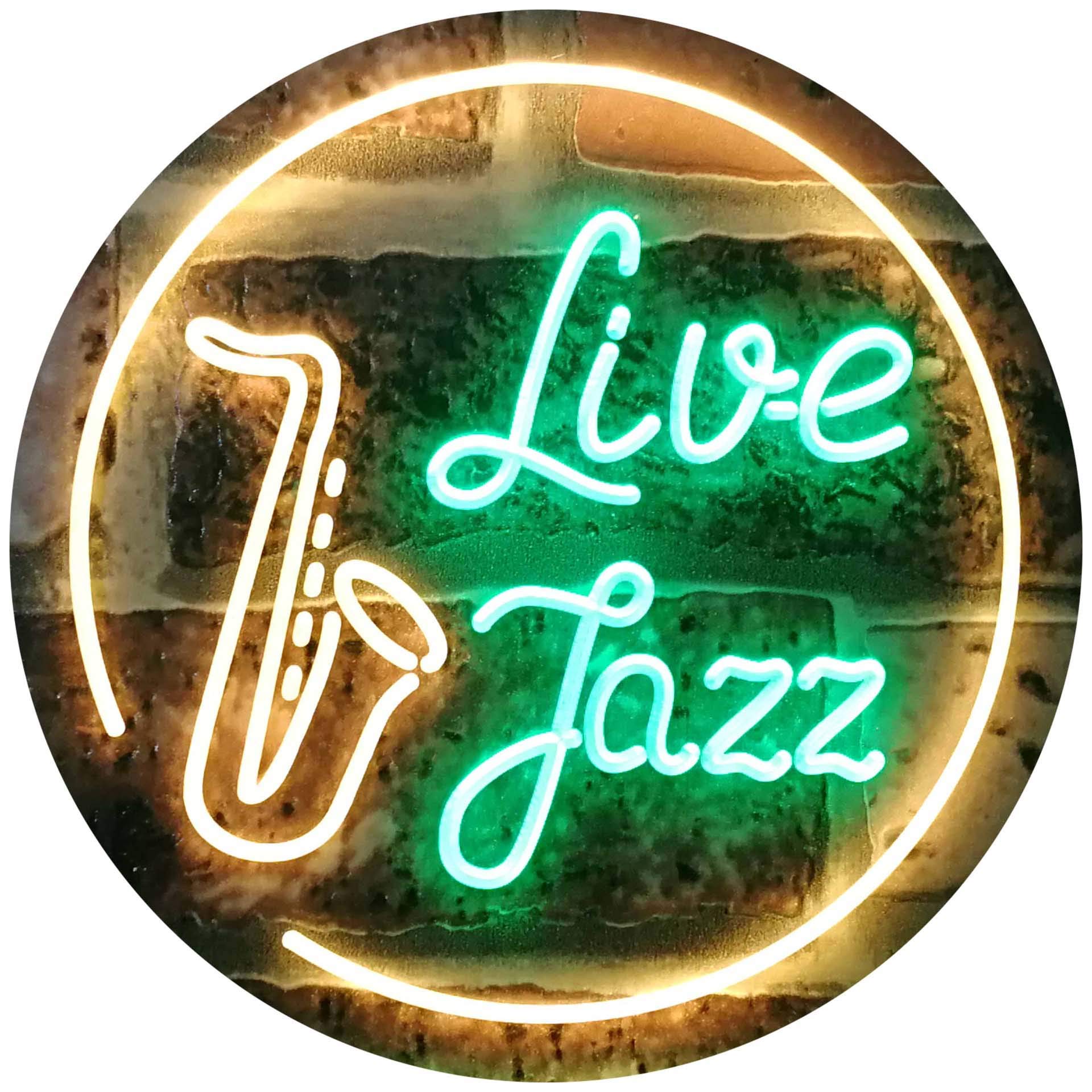 Live Jazz Music Room Dual Color LED Neon Sign Green & Yellow 600 x 400mm st6s64-i2468-gy