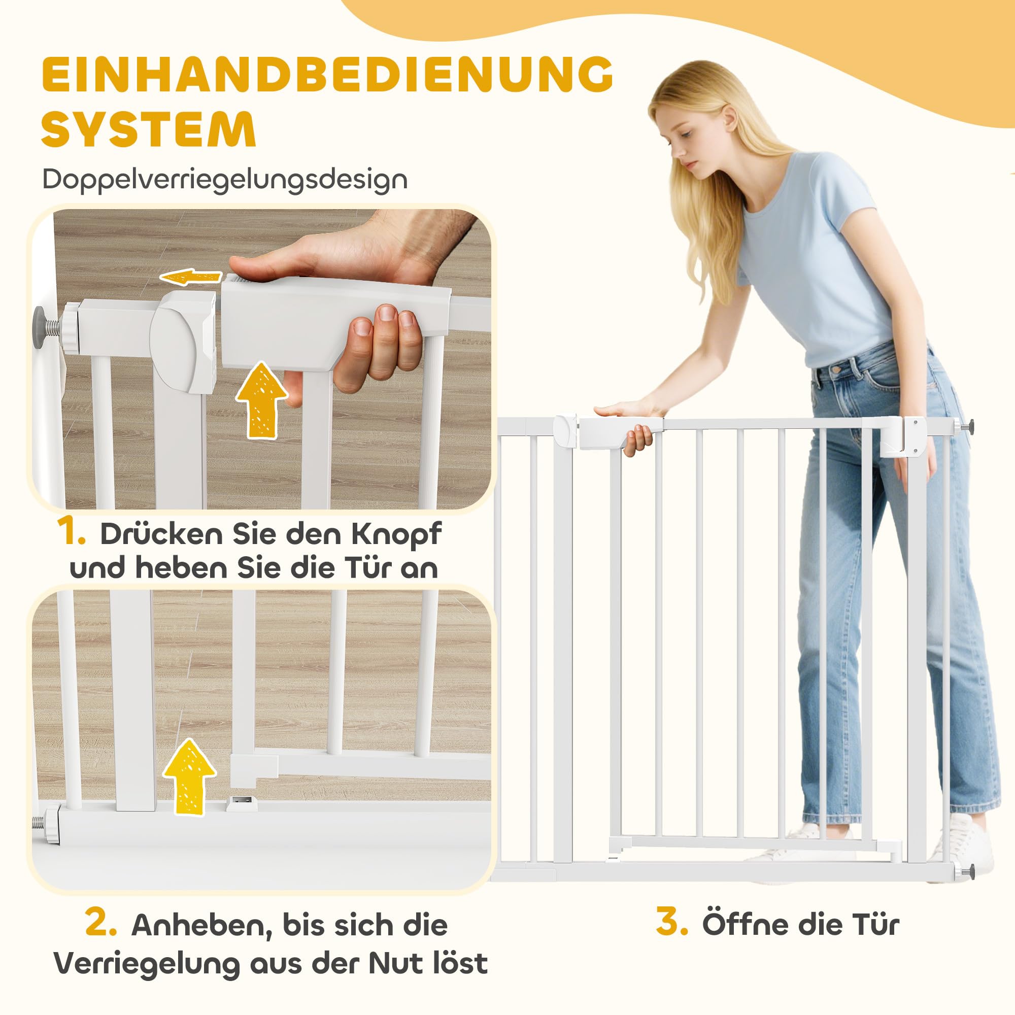 PawHut Treppenschutzgitter ohne Bohren für Kinder Küche 76-88 x 76 cm Weiß