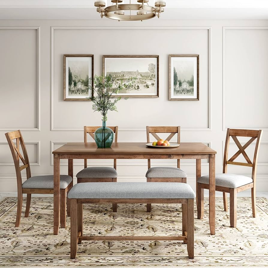 ダイニングテーブル cruciata Amazon.com - Quarte 6 Piece Dining Table Set, Solid Wood