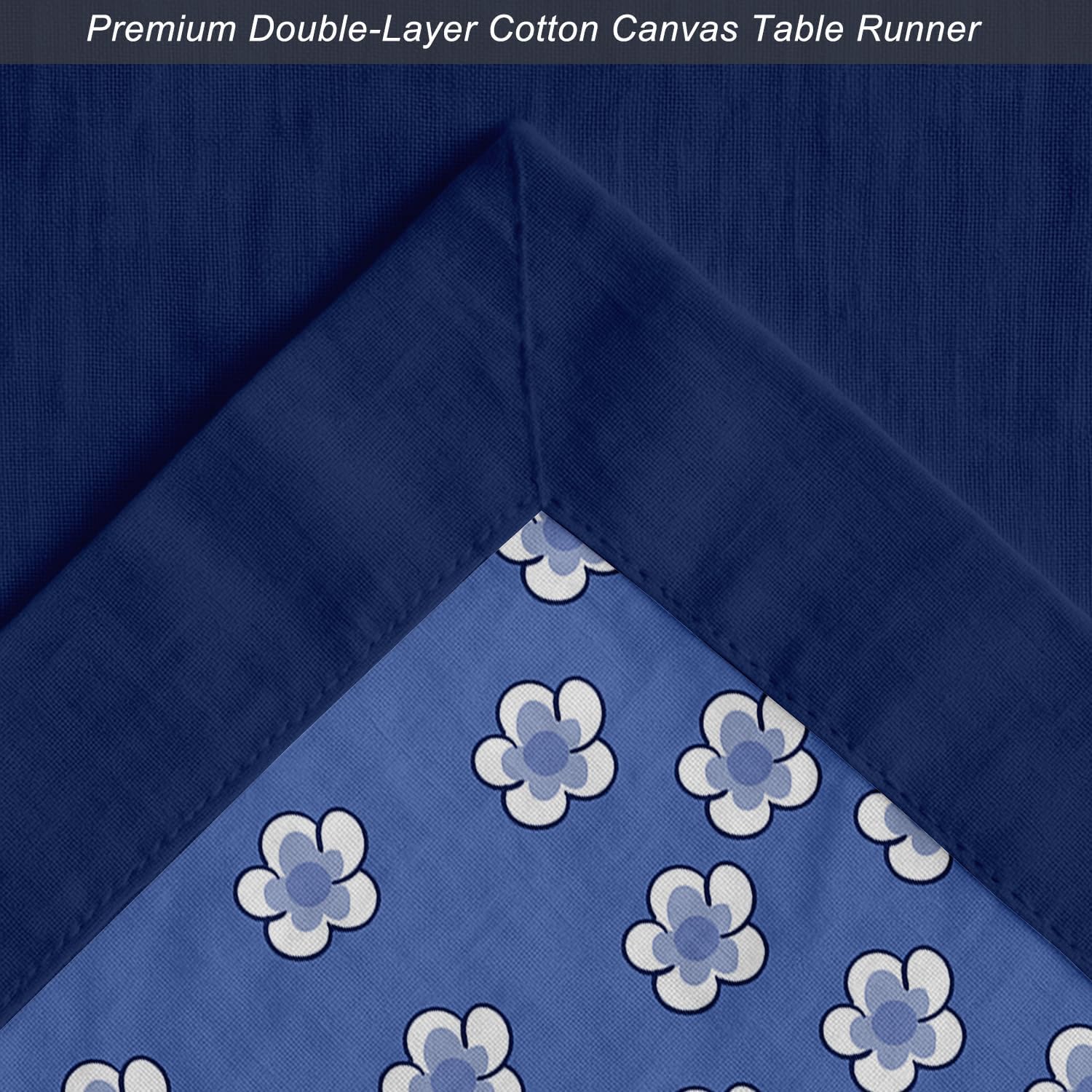 Handcrafted Double Layer Cotton Table Runner - Vargottam Fabric Table Linen with Border - Machine Washable, Stylish Runner for Dining & Console Tables - Floral