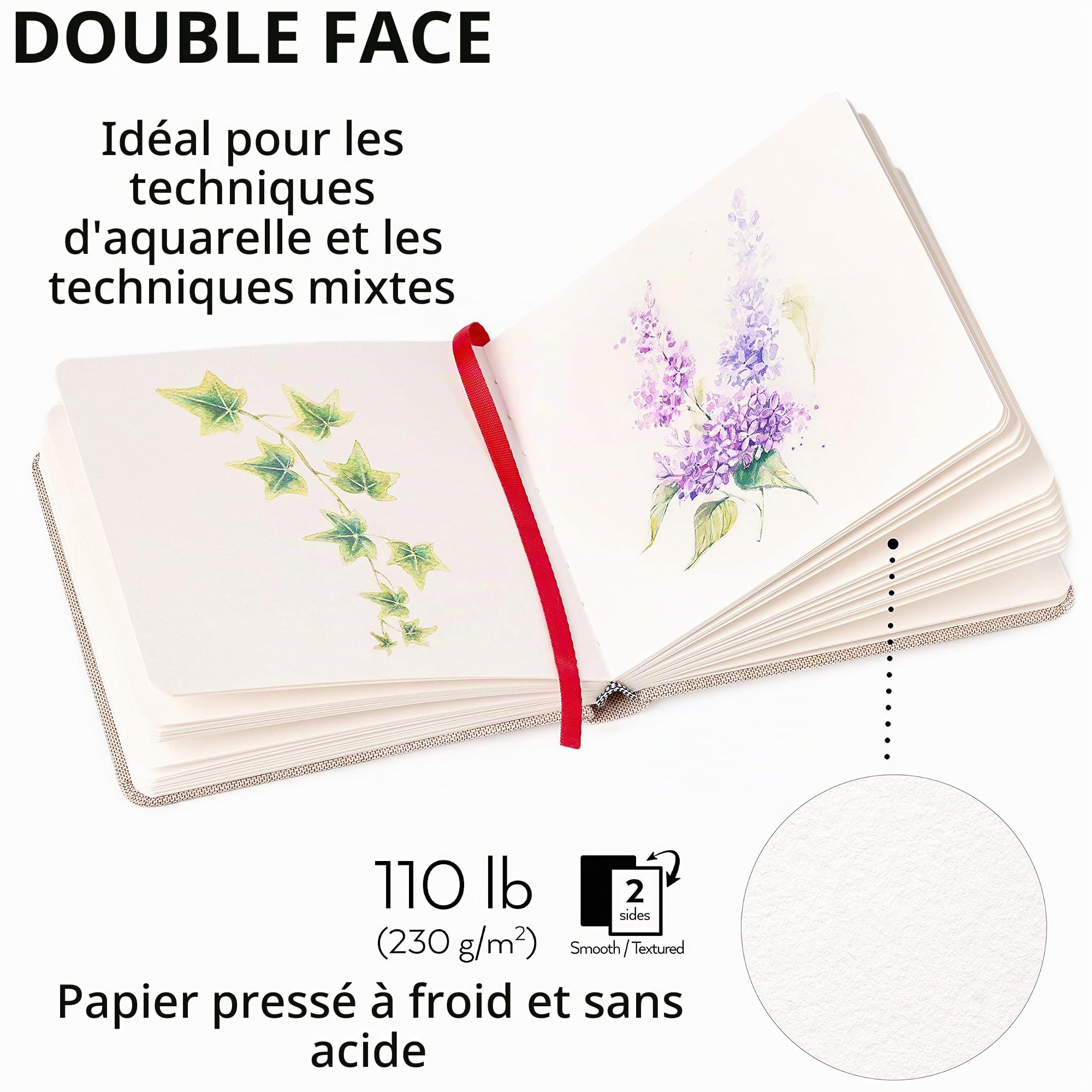 Cahiers d'Aquarelle Arteza Beige, 5,5 x 5,5 pouces, 3 Packs, 88 Feuiles, Livre Relié de 110 lb, Carnet de Croquis d'Aquarelle à Utiliser comme Carnet de Voyage et Bloc-Notes de Techniques Mixtes