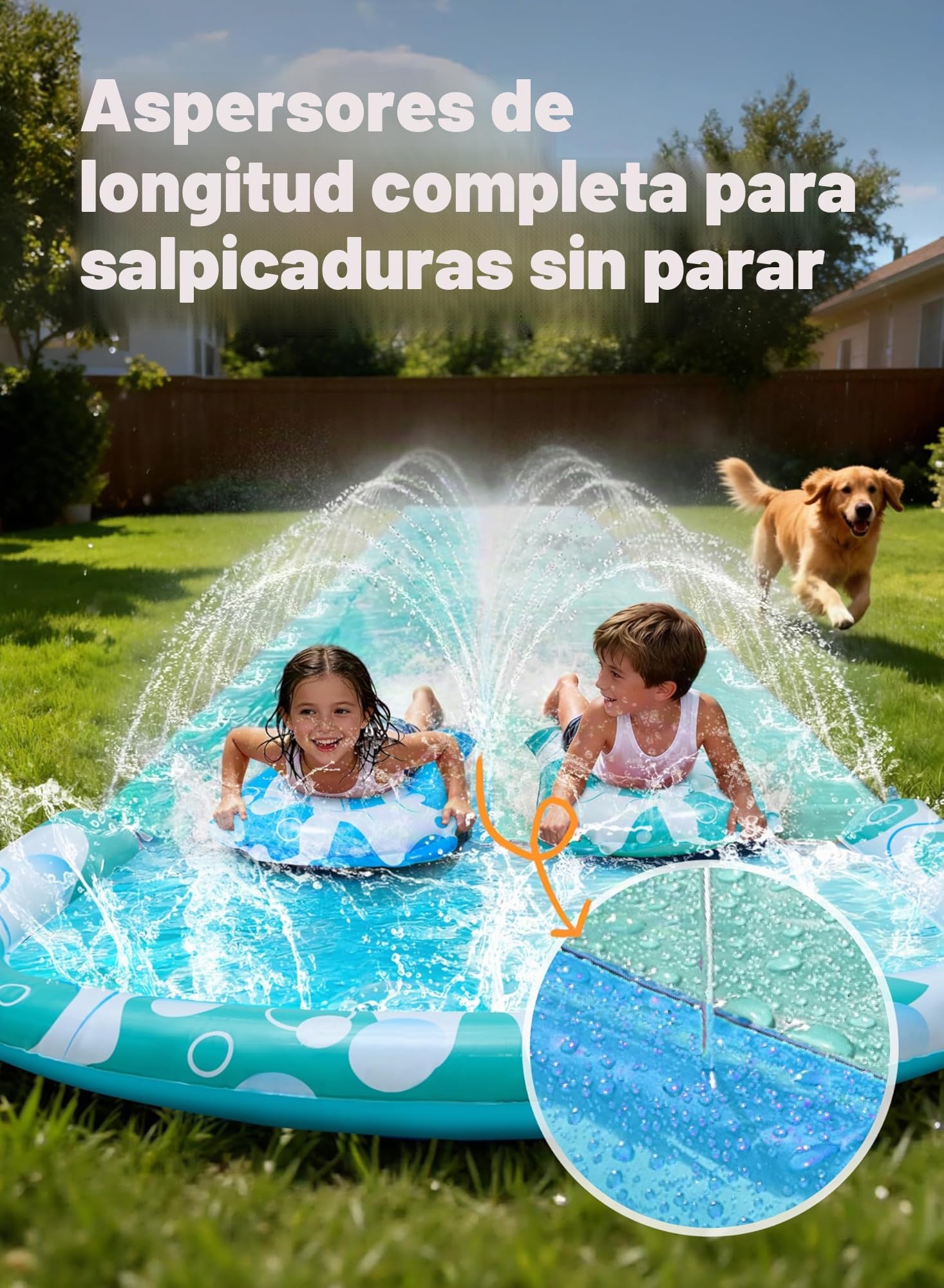 JOYIN Tobogán de Agua de 22,5 pies/685.8cm con 2 Tablas deslizantes, tobogán de césped de Verano con rociador Incorporado, Juguete acuático para niños al Aire Libre, Azul, Azul Claro