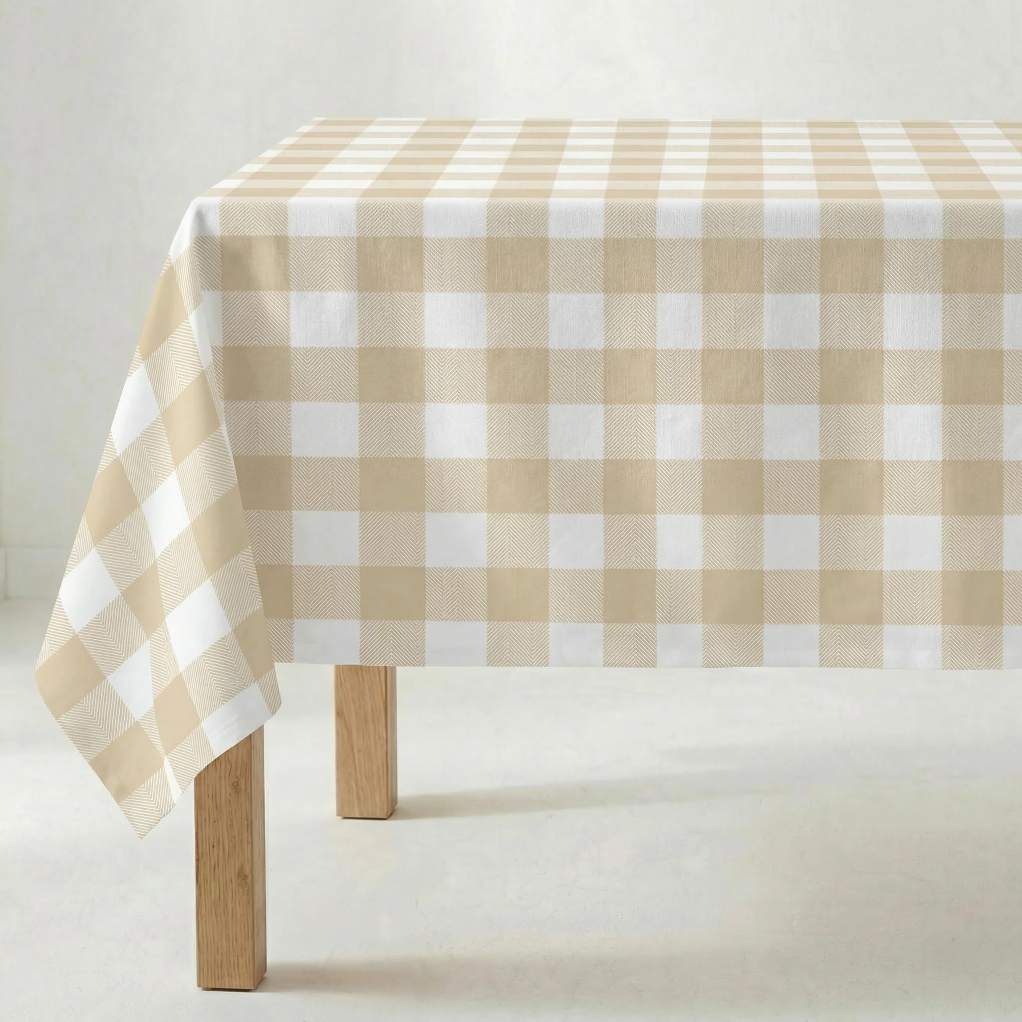 BELUM,Resinated Tablecloth Stain Resistant Paintings 0120-103, Tablecloth Plaid Vichy Size; 300x140 cm, Tablecloth Vichy Vanilla, Tablecloth Fabric 100% Organic Cotton