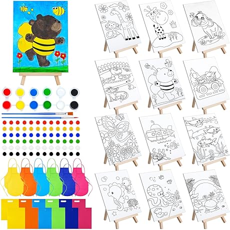 Valentine's Mini Canvas and Paint for Kids: Tenceur 48 Piece Creative Fun