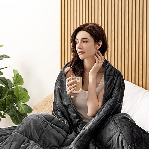 Miniatura 2 de HBlife - Manta con peso de forro polar para adultos, manta de cama gruesa y afelpada de 15 libras con certificación Oeko-Tex, manta pesada