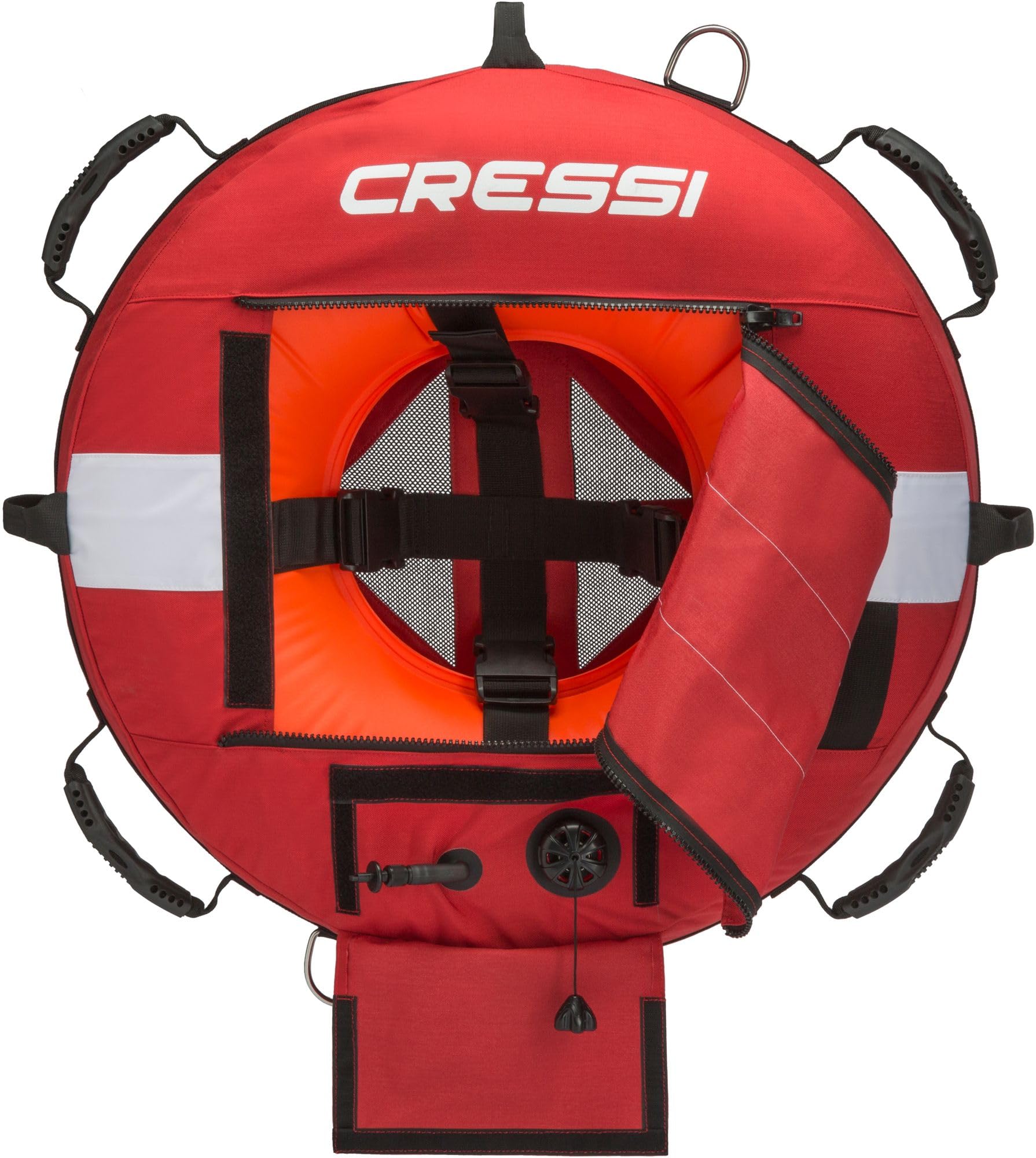 Cressi Freediving Buoy - Boa Gonfiabile Unisex di Segnalazione dedicata all’ Apnea e Immersioni Libere, Nuoto, attività Acquatiche, Grande visibilità, Rosso/Bianco, Taglia Unica