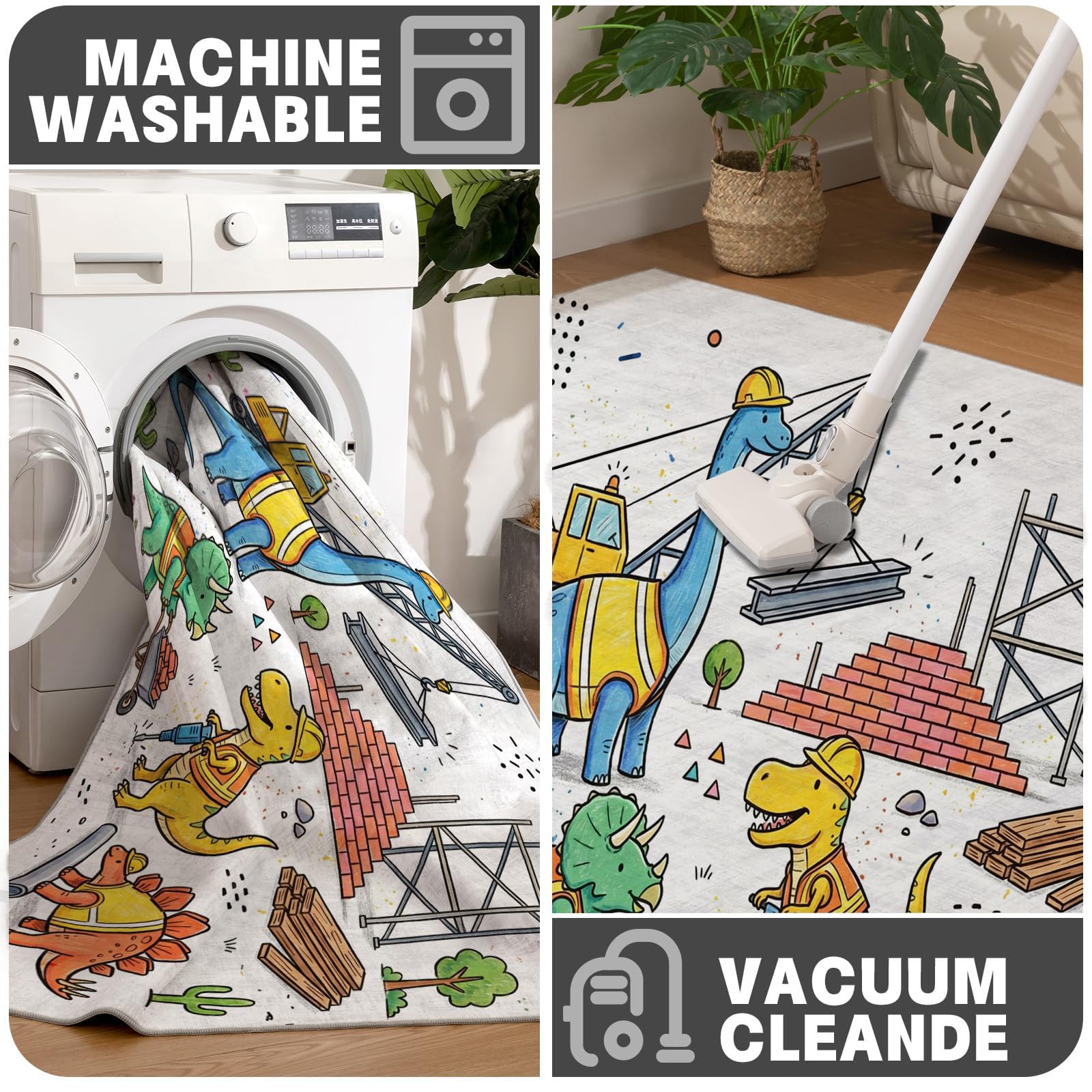 180cmRunder Kinderteppich Interessante Tiere, Weicher Kuscheliger Teppich
