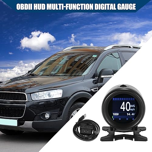 Miniatura 3 de OBDII HUD - Medidor digital multifunciónKMH MPH para exteriores, velocímetro digital, medidor de temperatura de aceite, probador de voltaje de