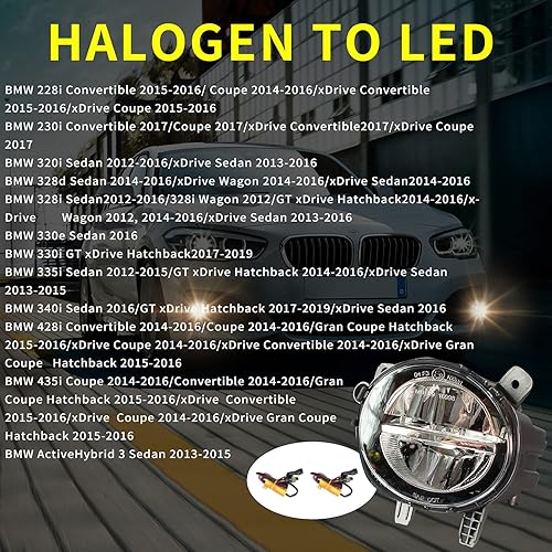 Miniatura 3 de Faros antiniebla LED para BMW Serie 3 F30 F31 F34 328i 328i 328d 330i 330e 335i 340i F22 F23 F32 F33 F36 2012-2020 reemplazo o halógeno a LED con