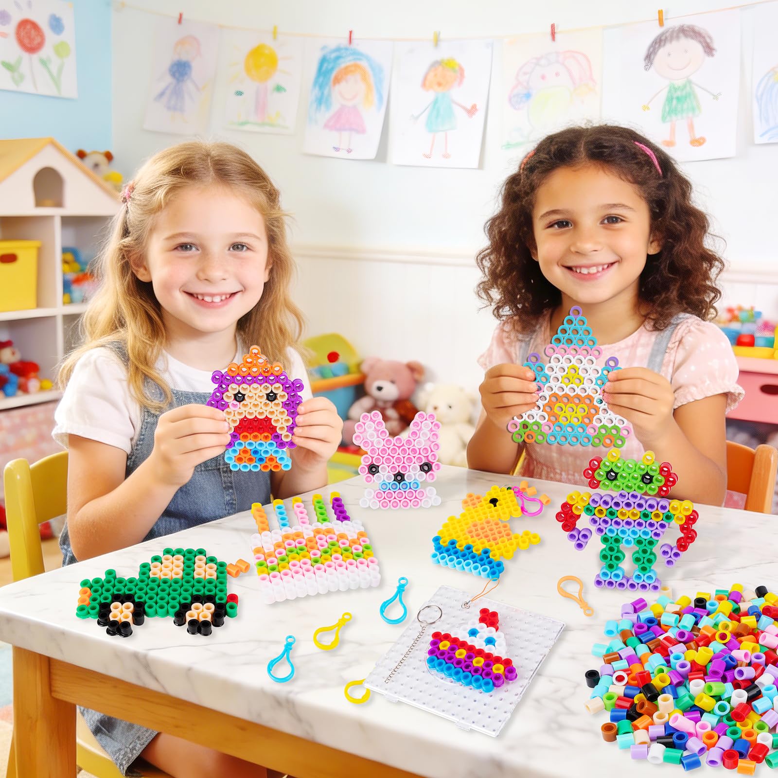 JelyArt Kit Perles à Repasser Enfant – 1500+ Perles XXL 10mm avec Fer à Repasser pour Perles & Modèles – Loisir Créatif Hama Beads Style pour Filles et Garçons dès 3 Ans