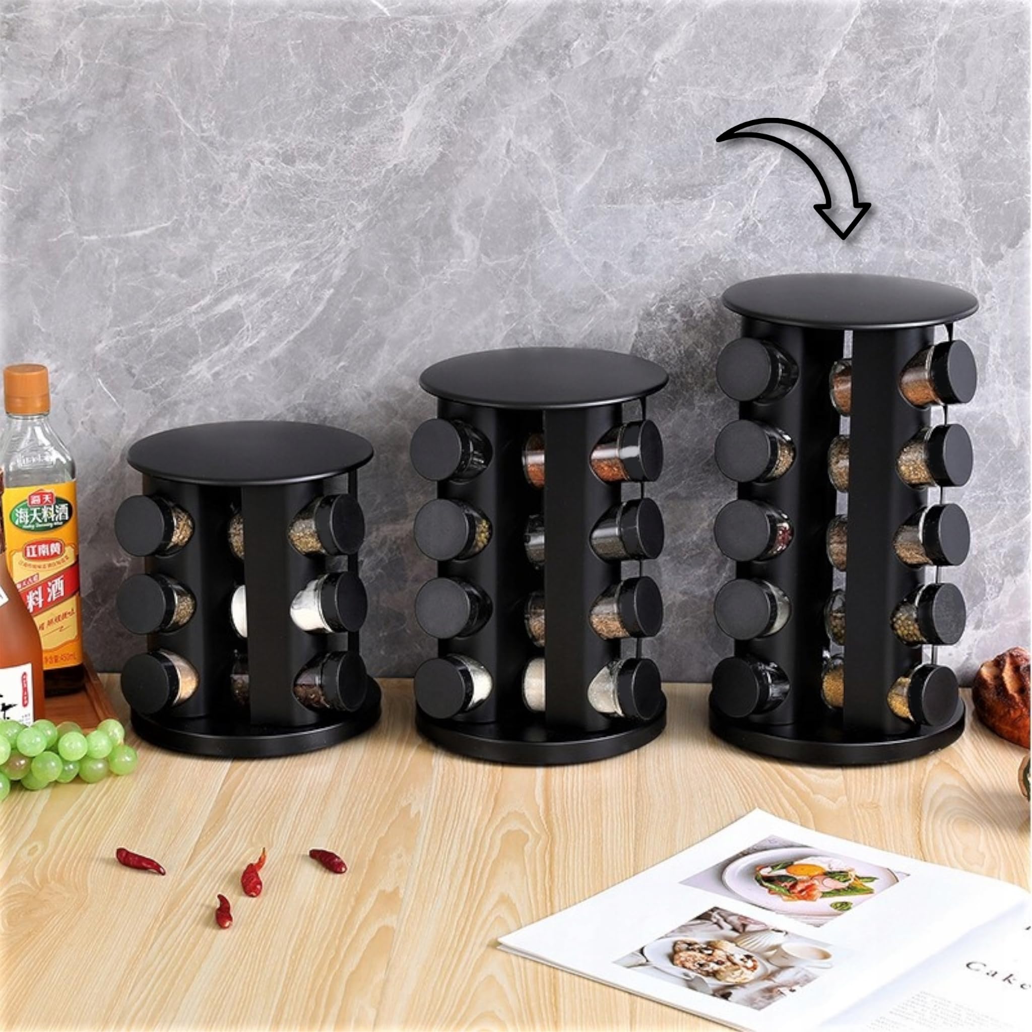 Etagère à épices - CIKONIELF - Tournante 2 Niveaux - Plastique