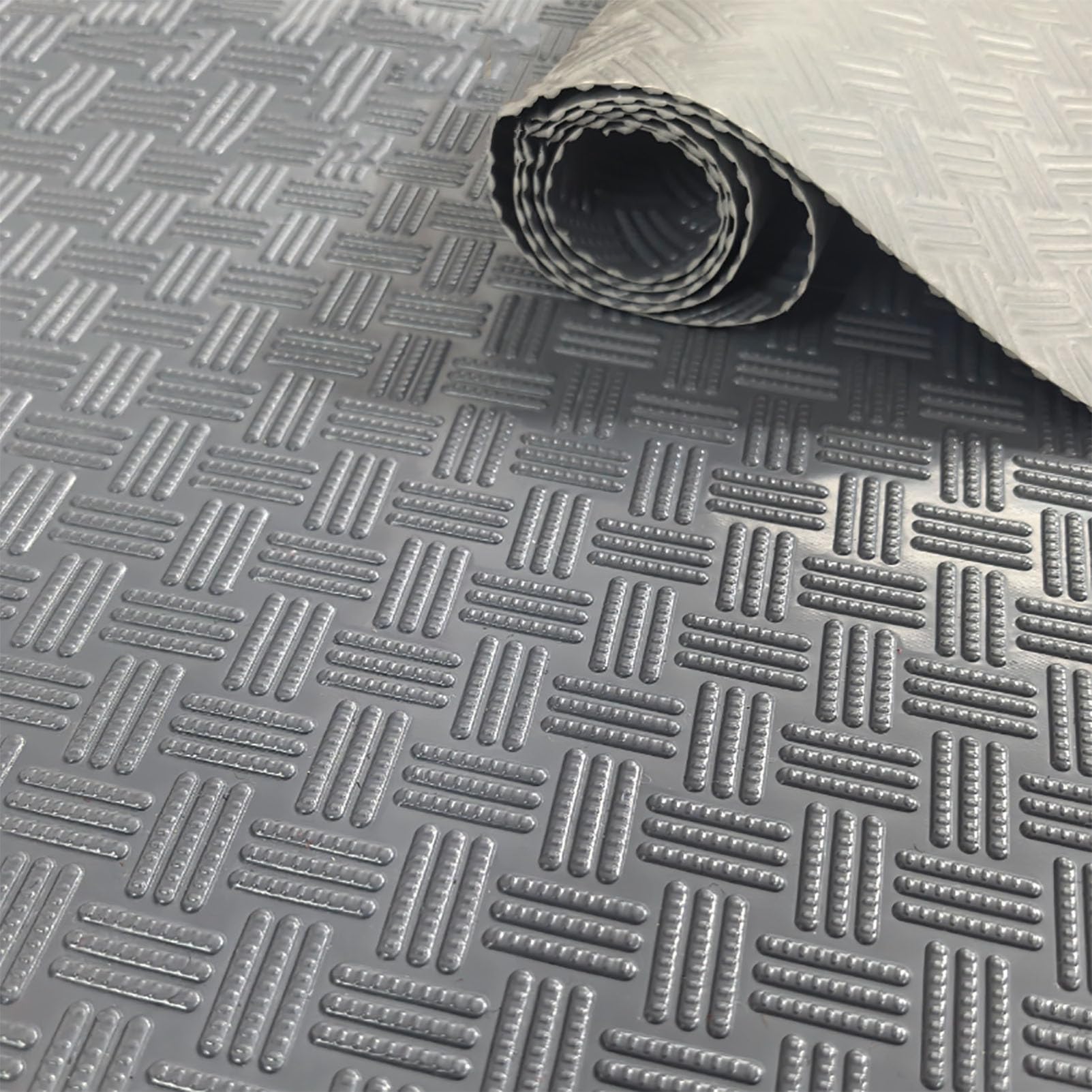 Tapete de Goma para Piso, Tapete Impermeable para Garaje de 1.6 mm de Grosor, Almohadilla Antideslizante para Reparación de Autos, para Garaje, Furgonetas, Gimnasio(Gray,0.9x2m)