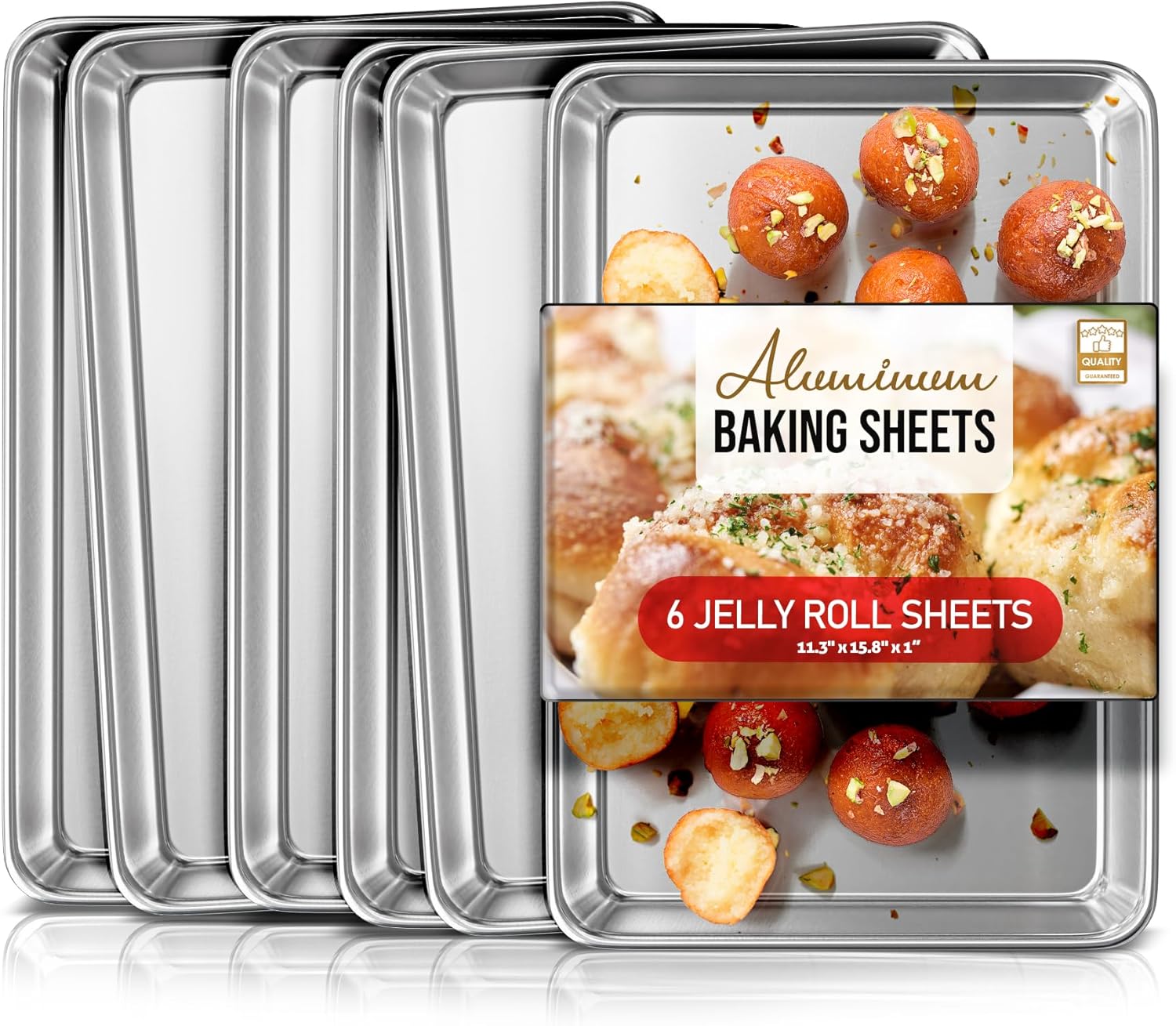 Eatex Aluminum Baking Sheet Set, 10" x 15" Jelly Roll Pan, Nonstick Cookie Sheets