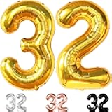 KatchOn, Giant Gold 32 Balloon Numbers - Huge, 40 Inch | 32 Gold Balloon Numbers | 32 Birthday Decorations for Women | Birthday 32 Baloons | Number Balloons for Anniversary Party
