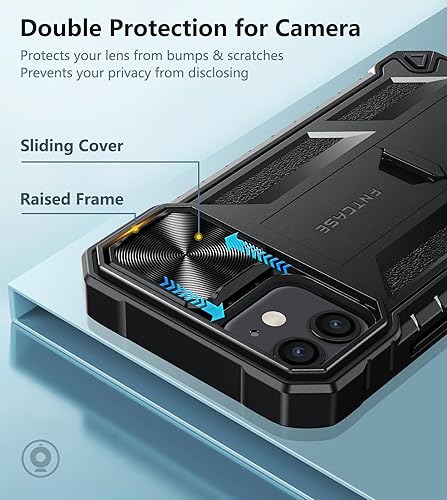 Miniatura 3 de FNTCASE Funda para iPhone 12 iPhone 12 Pro, protección a prueba de golpes de grado militar con soporte y carcasa de TPU resistente con textura mate