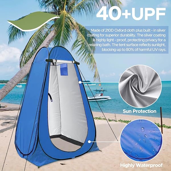 Exsink Tente de Douche Pop Up, Tentes de Toilette Portable pour Camping, Protection UV, avec Sac de Transport et Accessoires, pour Le Camping, la Plage et Les Activités de Plein Air - 5
