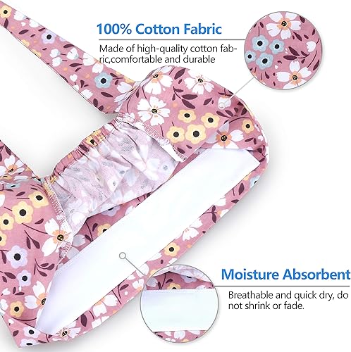 Miniatura 19 de QBA Adjustable Working Cap with Button, Cotton Working Hat Sweatband, Elastic Bandage Tie Back Hats for Women & Men, One