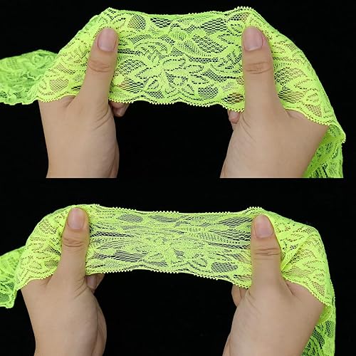 Miniatura 10 de Cinta de encaje elástico de 10 yardas, color verde, patrón floral, tela de encaje elástica para costura, ropa, manualidades y envoltura de regalos