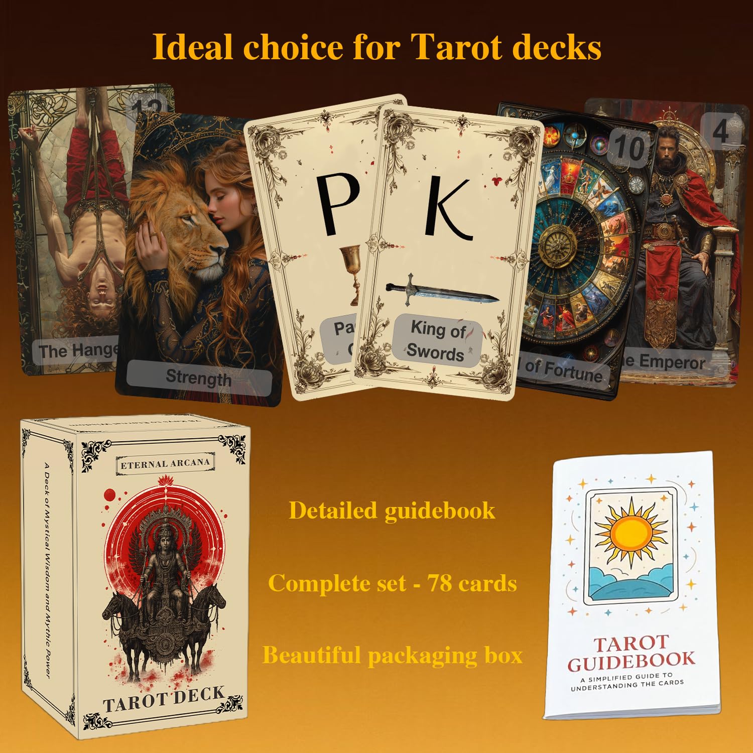 Eternal Arcana Tarot-Deck, ein minimalistisches 78-Karten-Deck, Tarotkarten mit Anleitung, ist ein modernes Tarot-Deck für Wahrsagung und Meditation, durchdrungen von mystischer Weisheit und