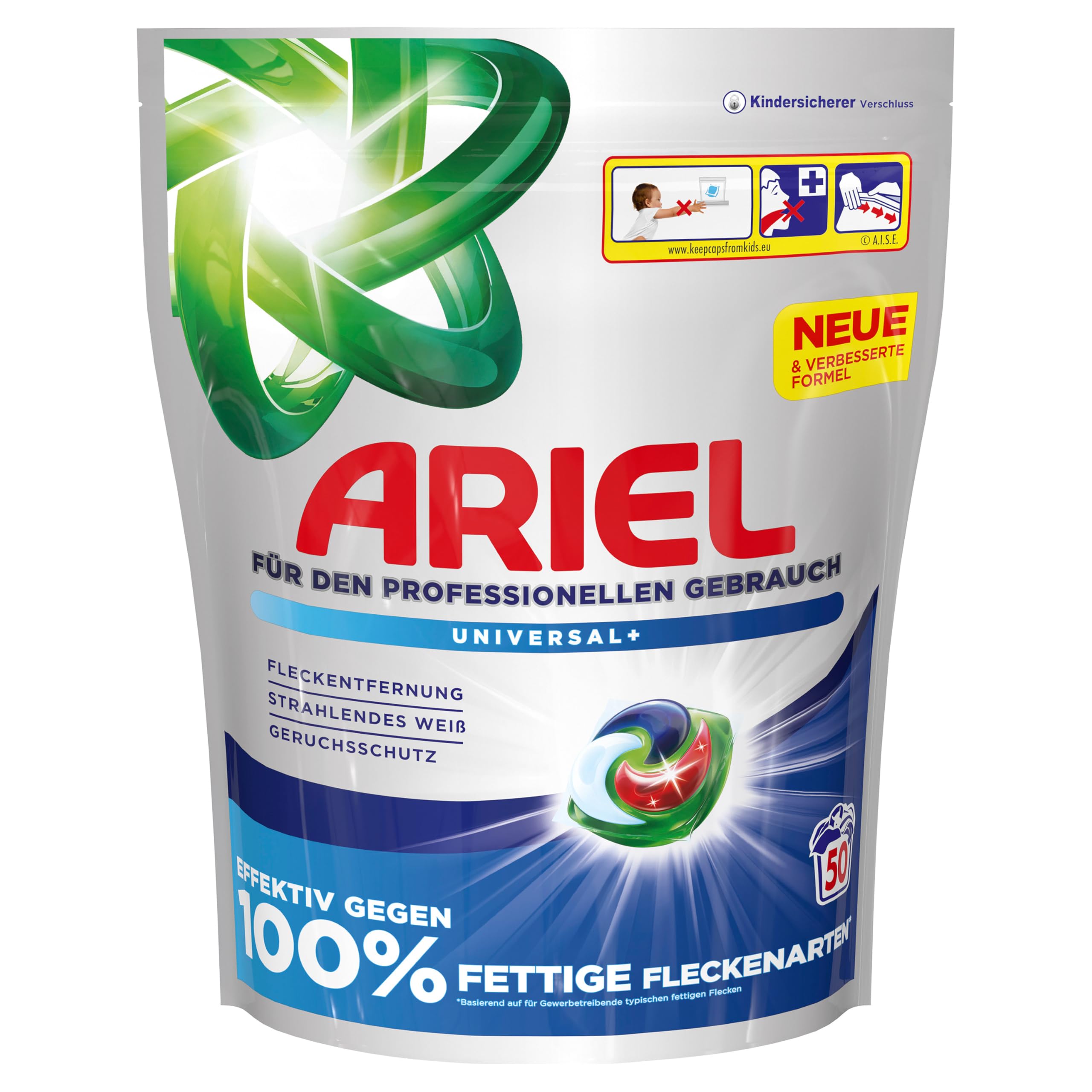 Ariel Professional All-in-1-Pods Waschkapseln Universal+, bekämpft alle Arten von Fettflecken, für den professionellen Gebrauch