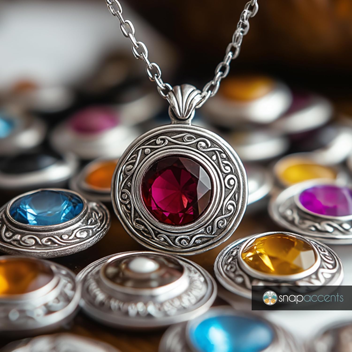 Snap Jewelry Ginger Charm Necklace Adjustable Silver Antique Pendant Fits 18MM 20MM Women's Customizable Buttons