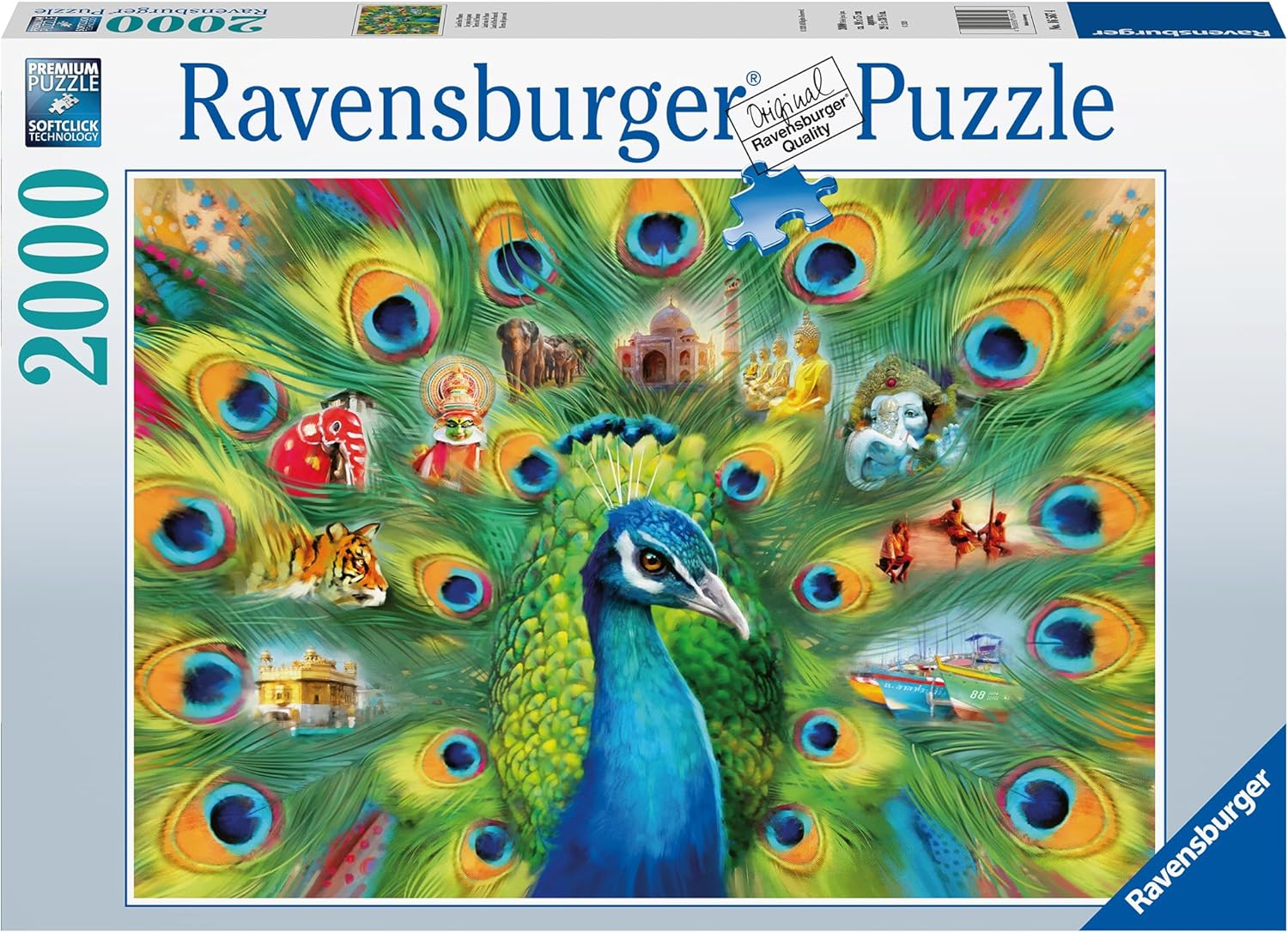 Ravensburger Land of The Peacock 2000 Piece Jigsaw Puzzle for Adults - 16567 - Every Piece is Unique, Softclick Technology Means Pieces Fit Together Perfectly