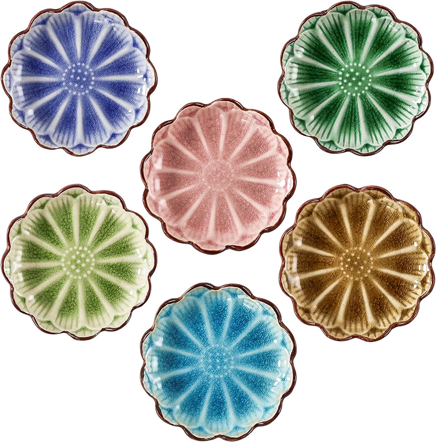 Schüsseln, Suppenschüsseln, Keramikschüssel, Suppenteller, Essteller, Suppenbecher, Sojasaucen-Geschirrset, Keramik-Dip-Schalen, Saucenschalen, Tapas-Schalen, Geschirrset mit Blumenmuster für Dessert,