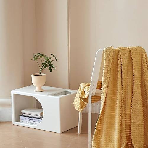 Miniatura 5 de Simple&Opulence - Manta de franela de vellón de lujo para decoración del hogar (amarillo, 50 x 70 pulgadas).