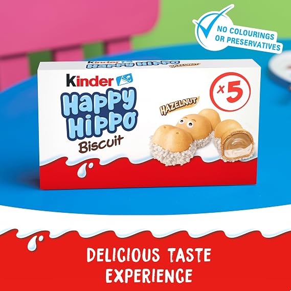 Kinder Happy Hippo Hazelnut Biscuit Bars, Pack of 10 x 103.5g